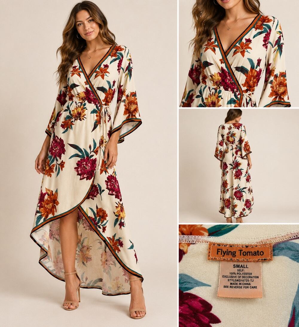 Fabulous Anthropologie Flying Tomato Floral Maxi Dress Size S
